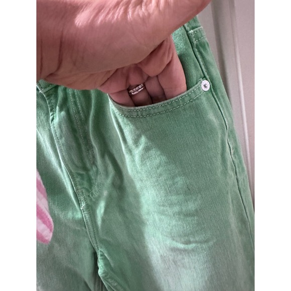 We The Free People High-Rise Straight Leg Jeans Size 26 Green 5 Pocket EUC - Picture 4 of 16